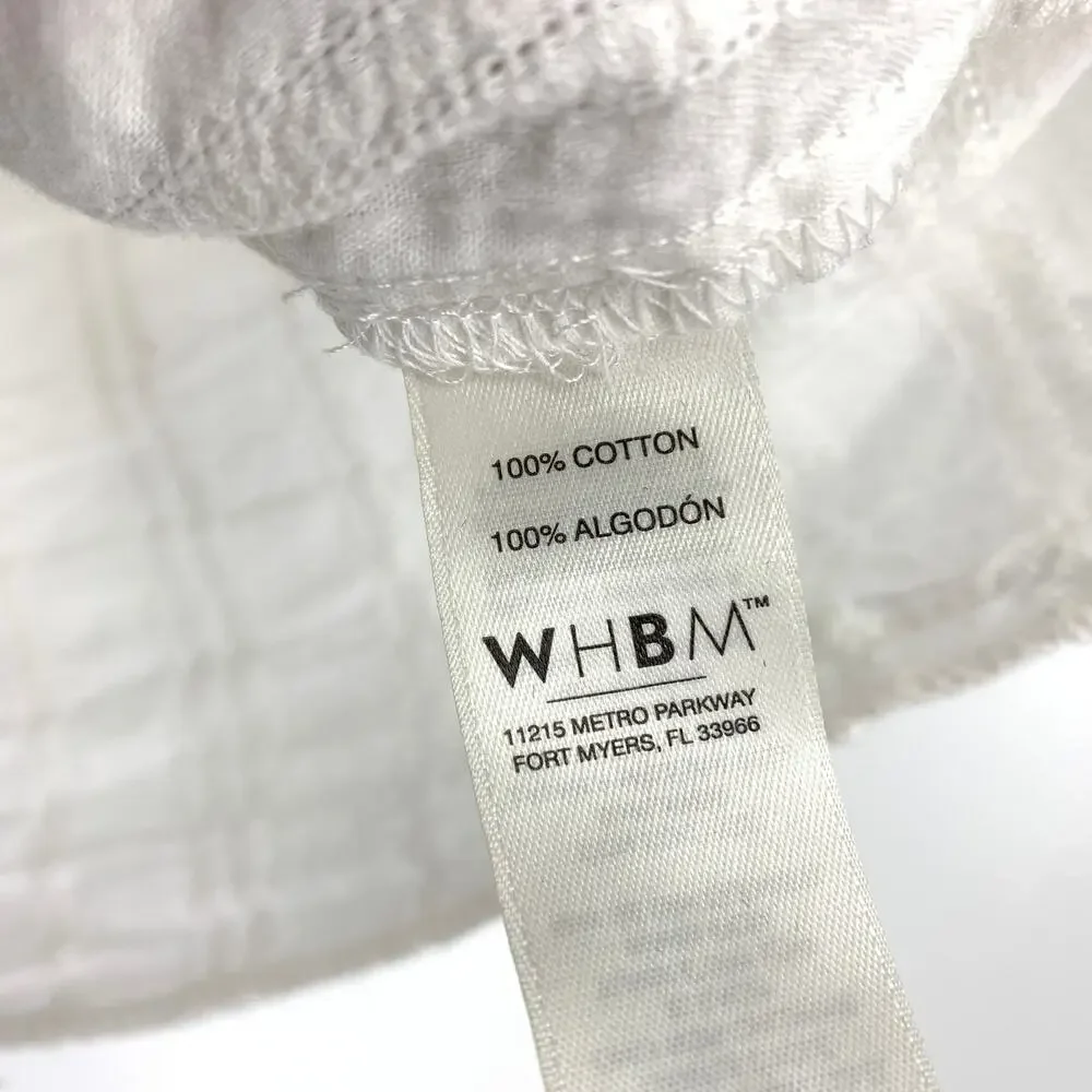 White House Black Market Flutter Sleeve V-Neck Blouse Womens Sz M White Stripe